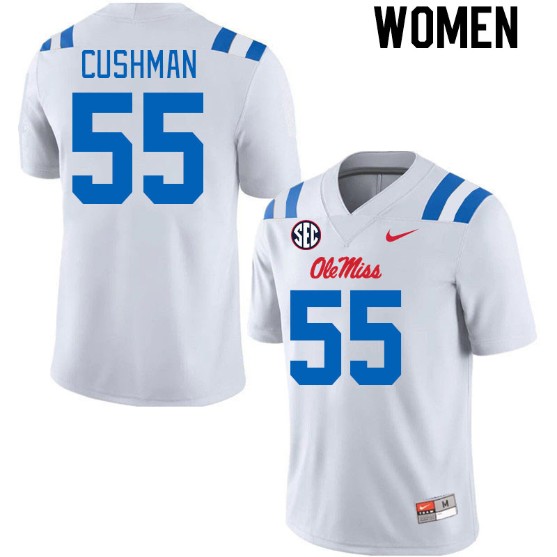 Women #55 Preston Cushman Ole Miss Rebels 2024 New Uniforms College Football Jerseys Stitched-White